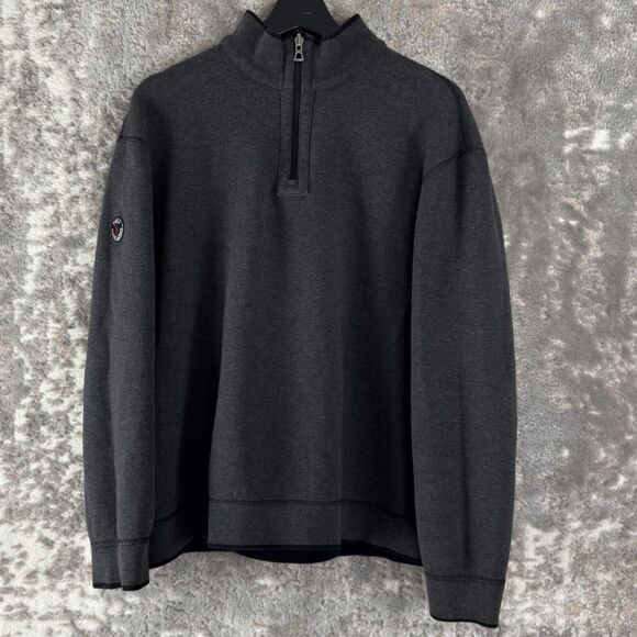 Polo Ralph Lauren Mens Size L Mock Neck 1/4 Zip Reversible Sweater Gray Black - Picture 1 of 9